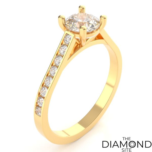 Channel set shoulders on a 4 prong engagement ring