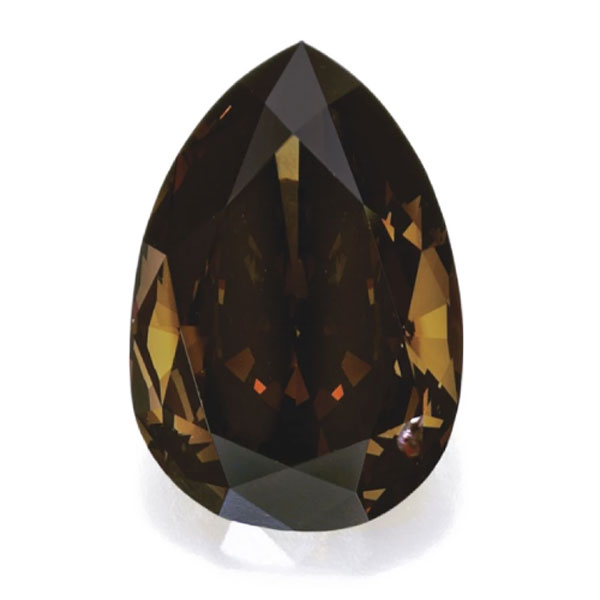 A Fancy Dark Brown Pear Cut Diamond